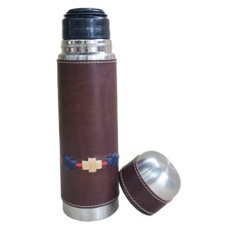 Termo forrado en cuero con detalle hilo pampa